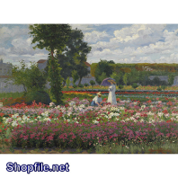 Tranh sơn dầu vườn hoa rực rỡ